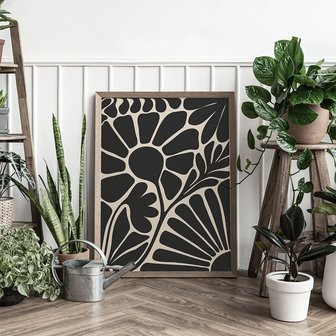 Botanical Abstract Wall Art Frame – Modern Floral Design for Home Décor