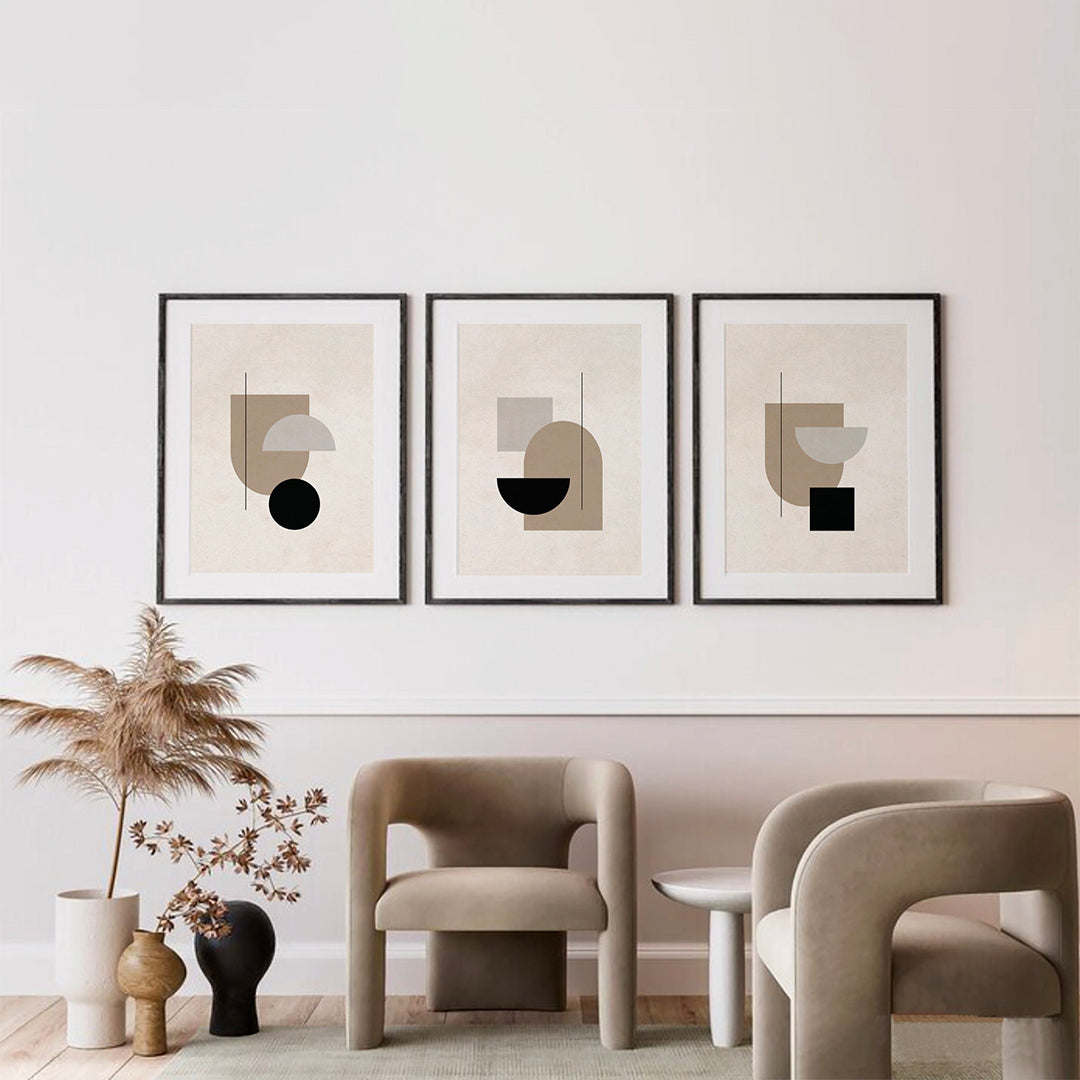 Minimalist Abstract Wall Art | 3-Piece Frame Set for Living Room & Home Décor