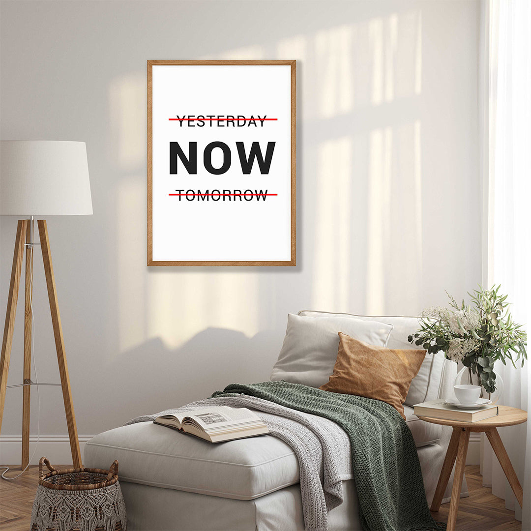 Framed Motivational Wall Art – “NOW” Quote Poster