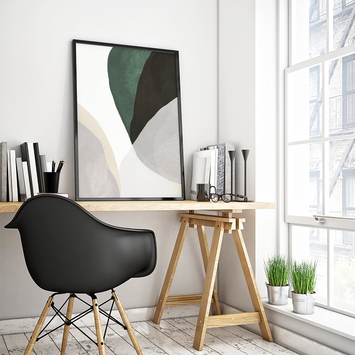 Modern Abstract Wall Art Frame – Minimalist Home & Office Decor 2 pices set