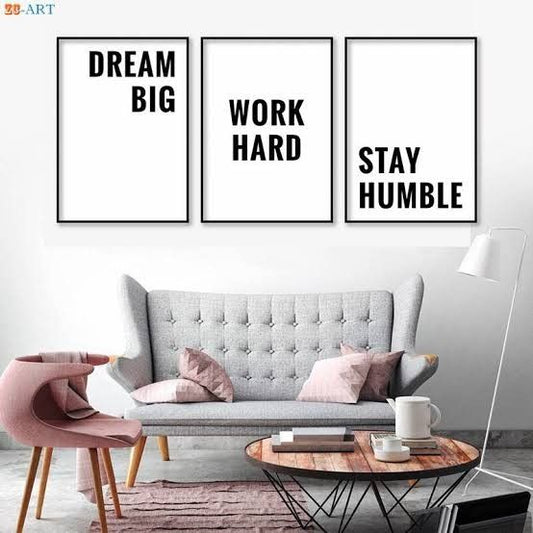 Dream Big, Work Hard, Stay Humble – Motivational Office Wall Frames (Set of 3)