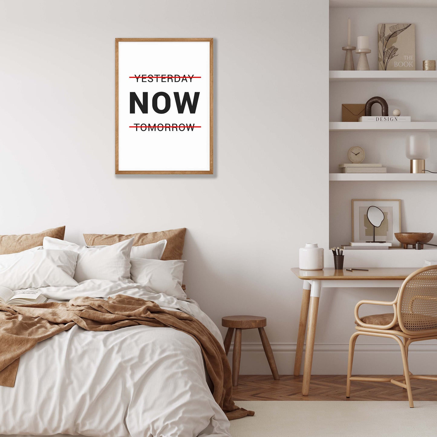 Framed Motivational Wall Art – “NOW” Quote Poster