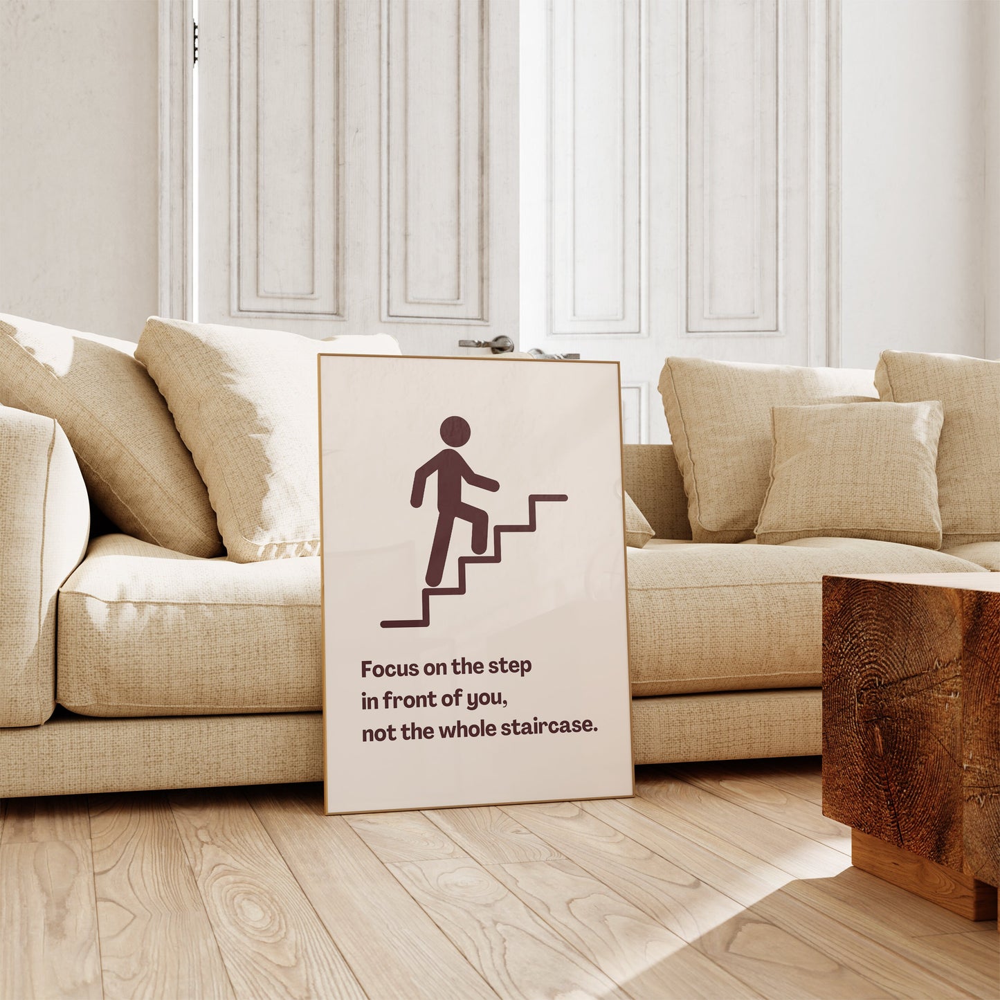 Set of 2 Motivational Wall Art Frames – U.G.L.Y. / F.E.A.R. / F.A.I.L. & Focus on the Step