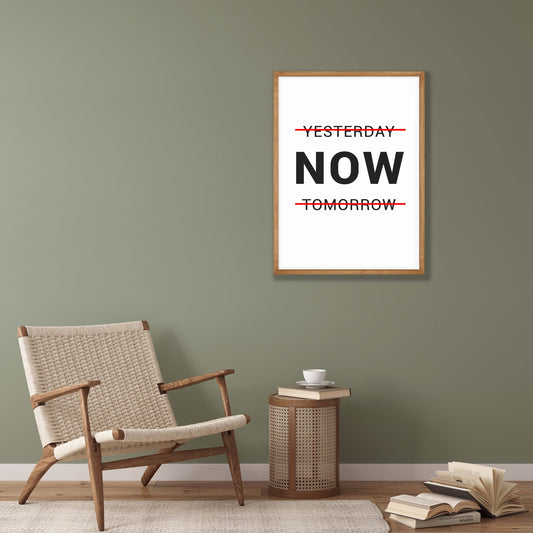 Framed Motivational Wall Art – “NOW” Quote Poster
