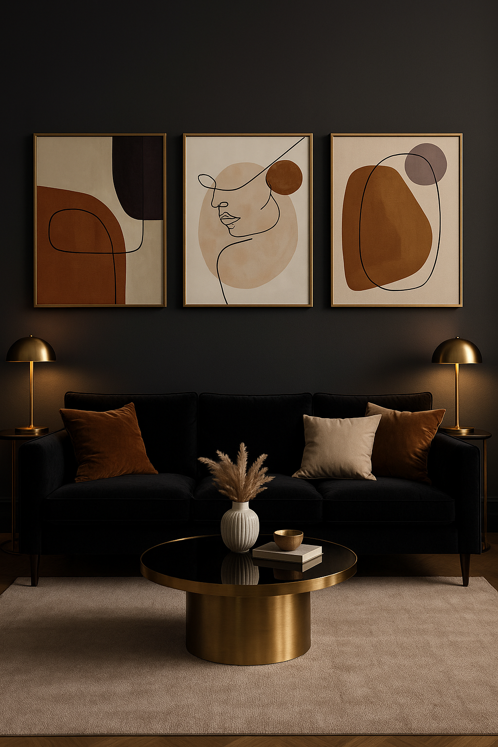 Abstract Line & Shape Wall Art – Set of 3 Modern Frames