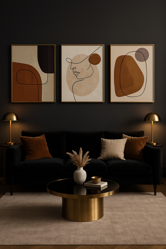 Abstract Line & Shape Wall Art – Set of 3 Modern Frames