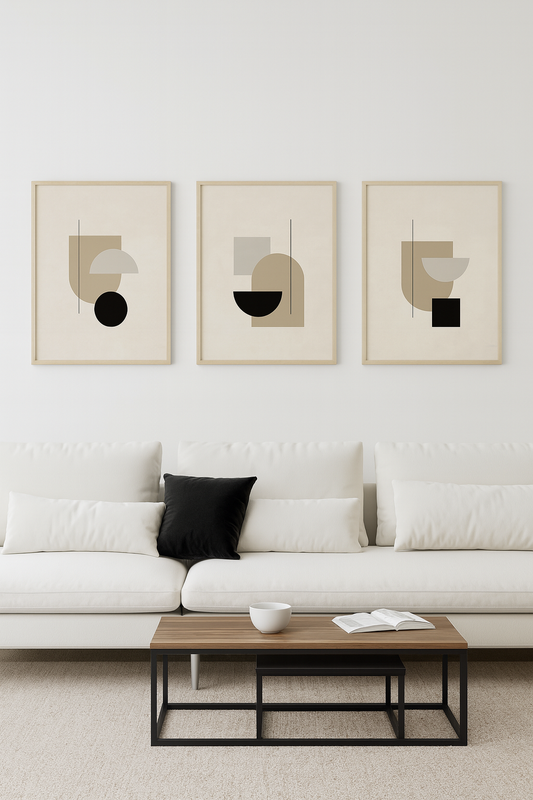 Minimalist Abstract Wall Art | 3-Piece Frame Set for Living Room & Home Décor