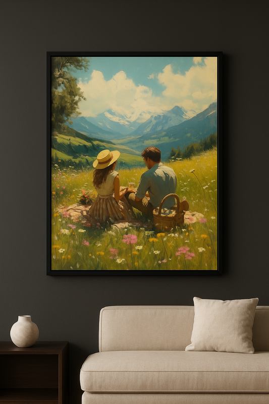 Romantic Countryside Picnic Wall Frame
