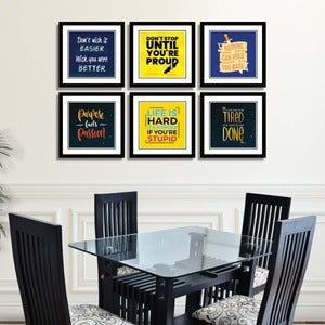 9-Piece Motivational Wall Frame Set – Hustle & Success Quotes