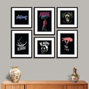 9-Piece Motivational Wall Frame Set – Hustle & Success Quotes
