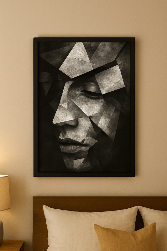"Fragments of Silence" – Abstract Monochrome Portrait