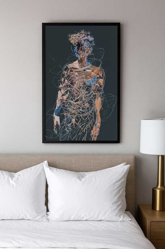 "Abstract Line Art Embrace – Modern Black & White Wall Decor" (Copy)