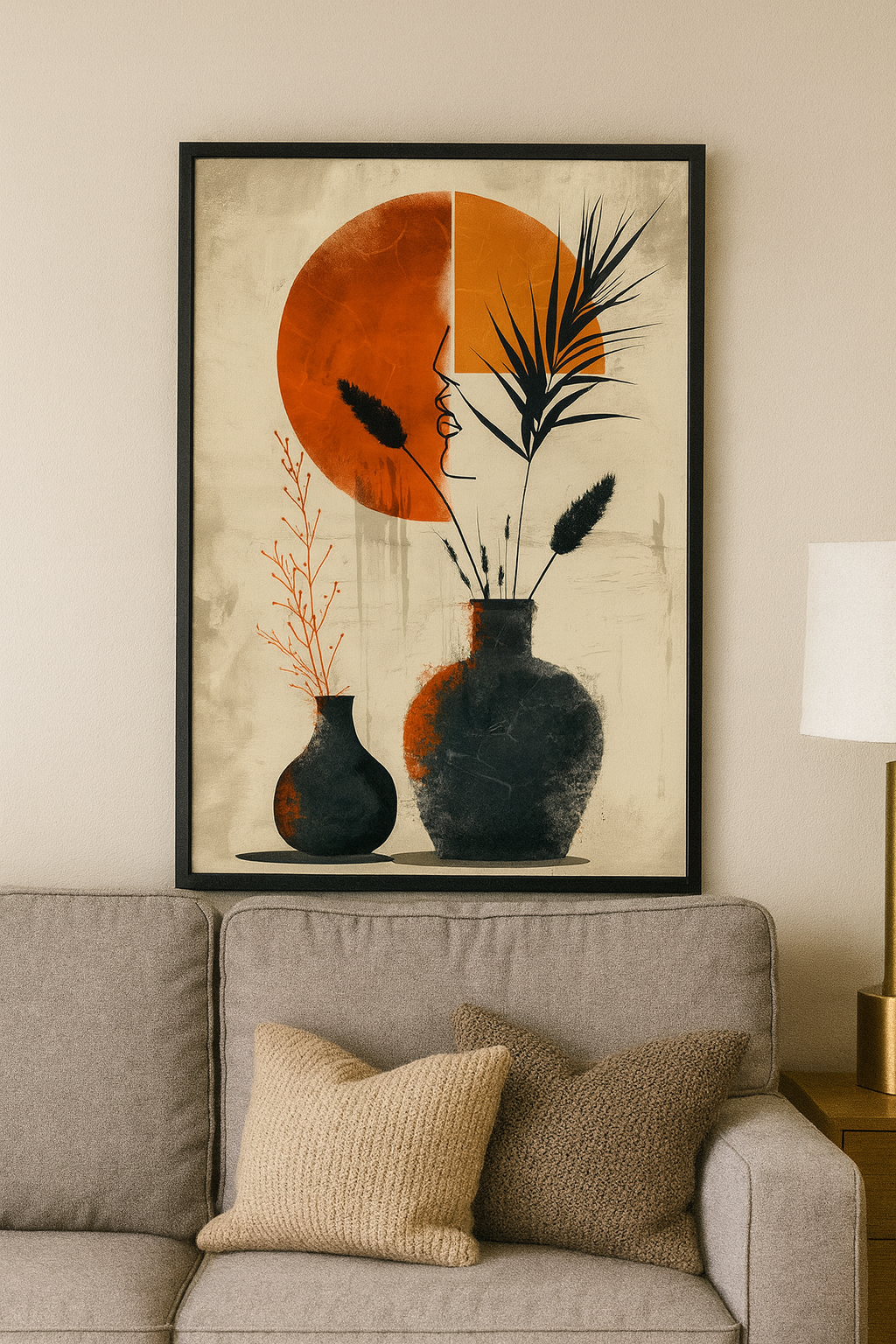 Abstract Wall Art – Face & Botanicals