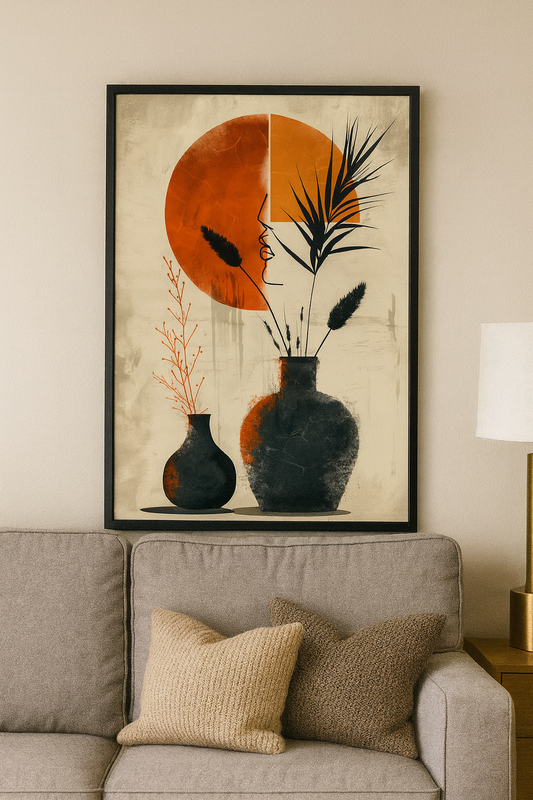 Abstract Wall Art – Face & Botanicals