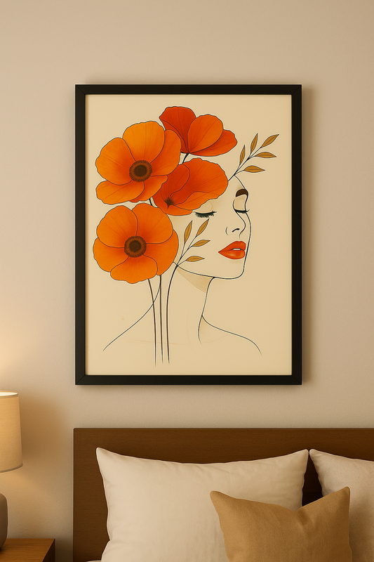 "Floral Face Art | Modern Minimalist Wall Decor"