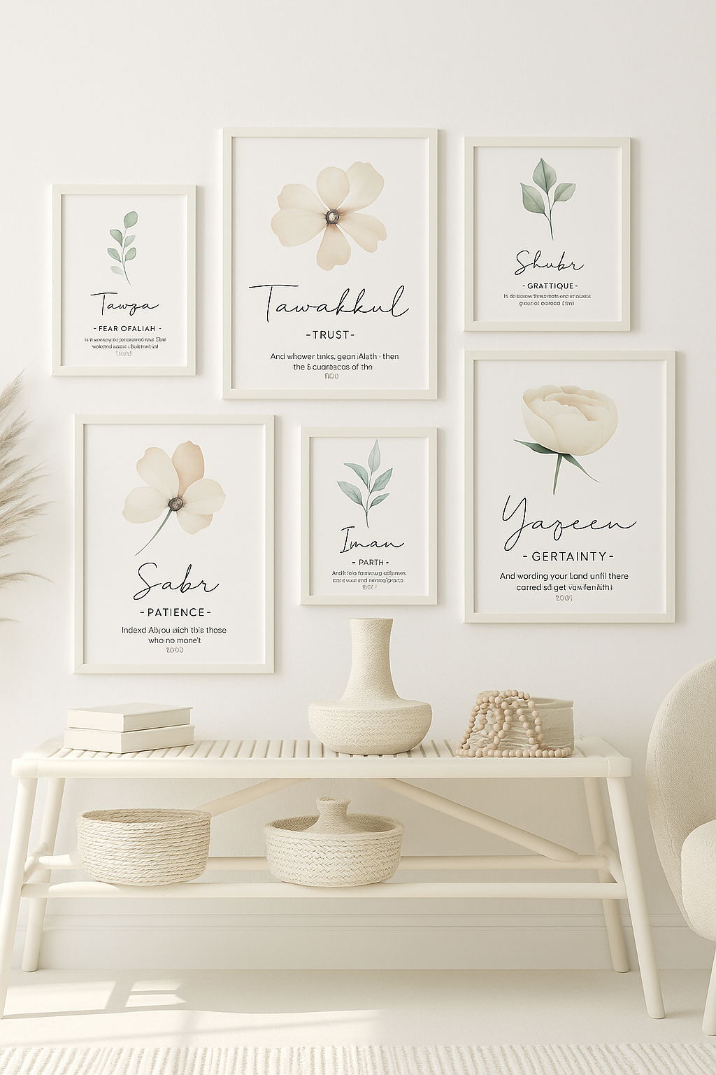 Islamic Botanical Frame Set – 6 Pieces