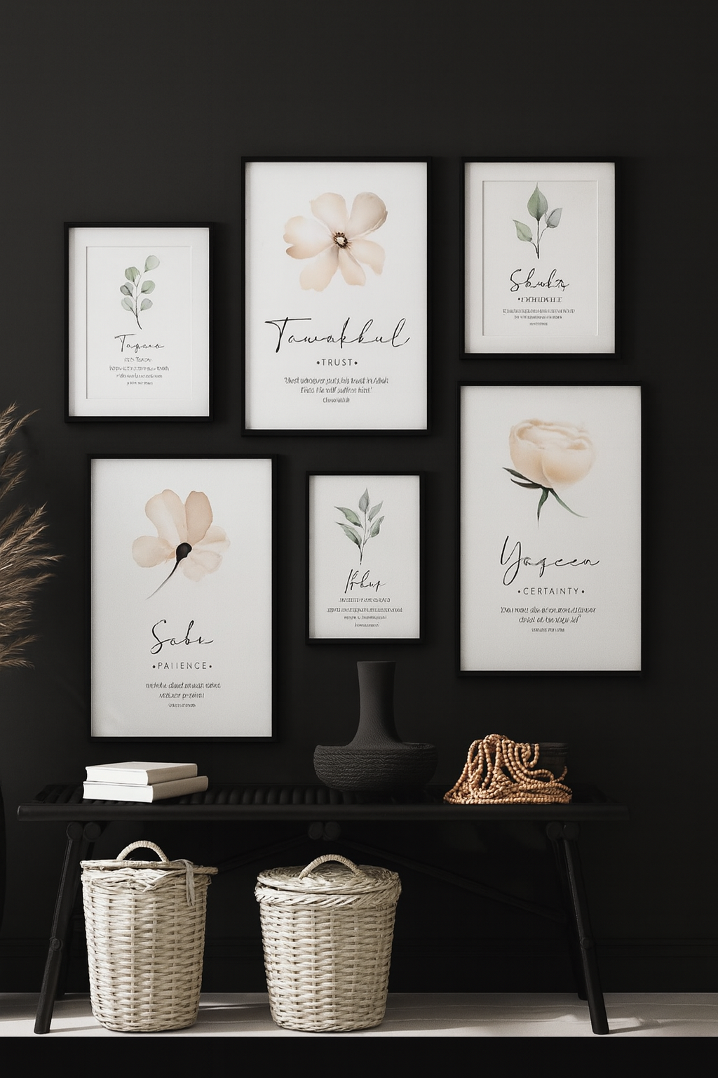 Islamic Botanical Frame Set – 6 Pieces
