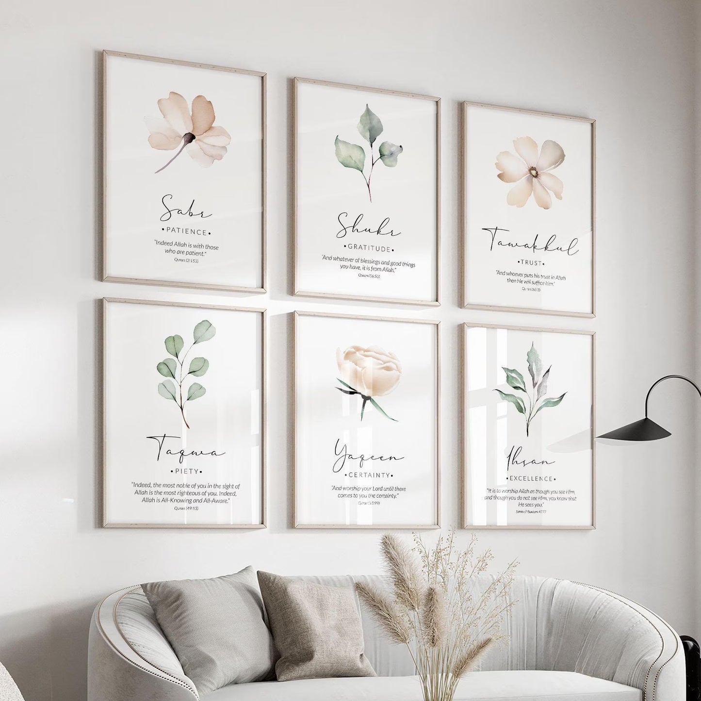 Islamic Botanical Frame Set – 6 Pieces