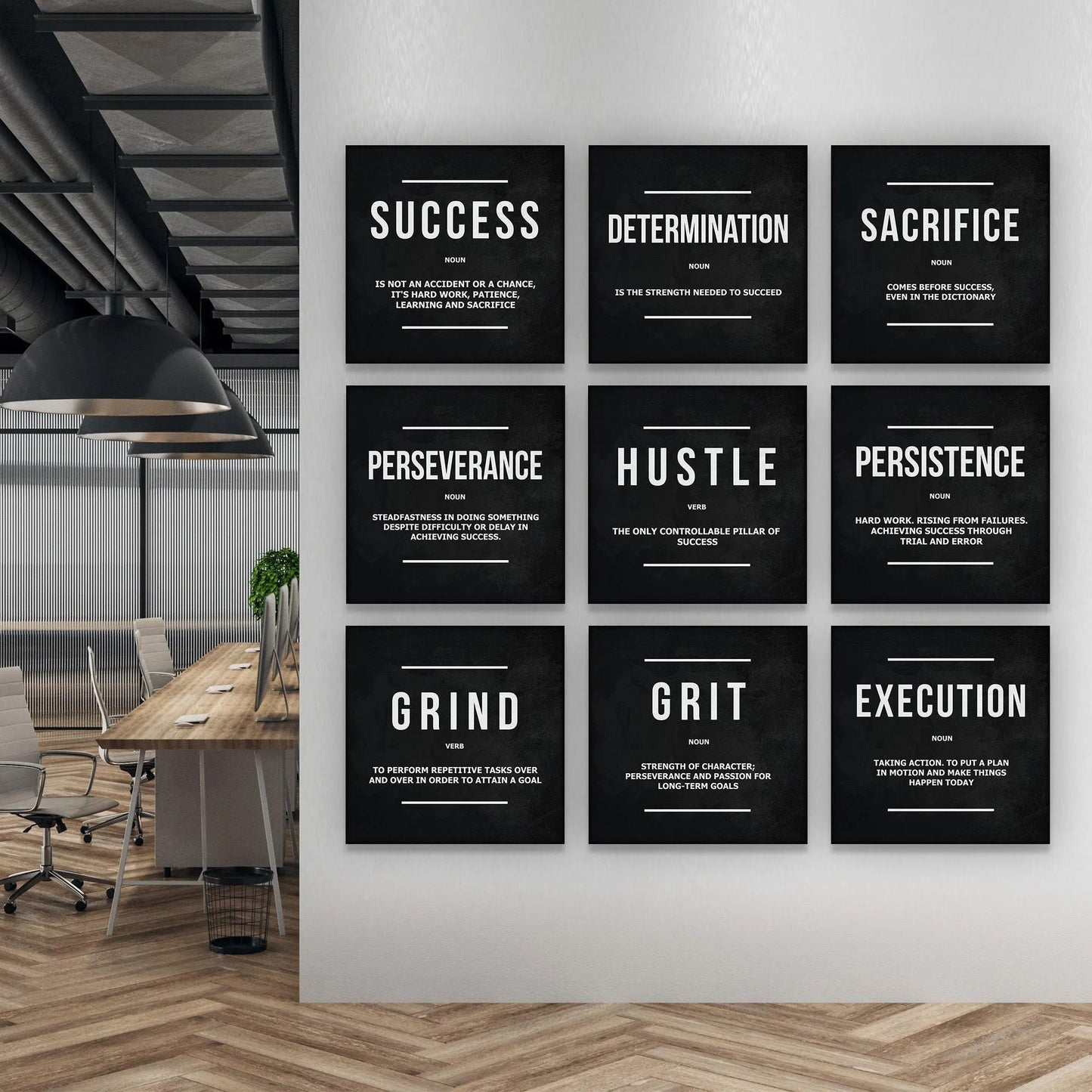 9x Motivational Wall Art Set | Office & Home Canvas Décor