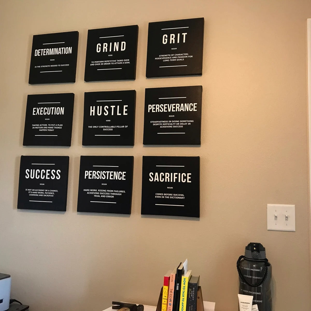 9x Motivational Wall Art Set | Office & Home Canvas Décor
