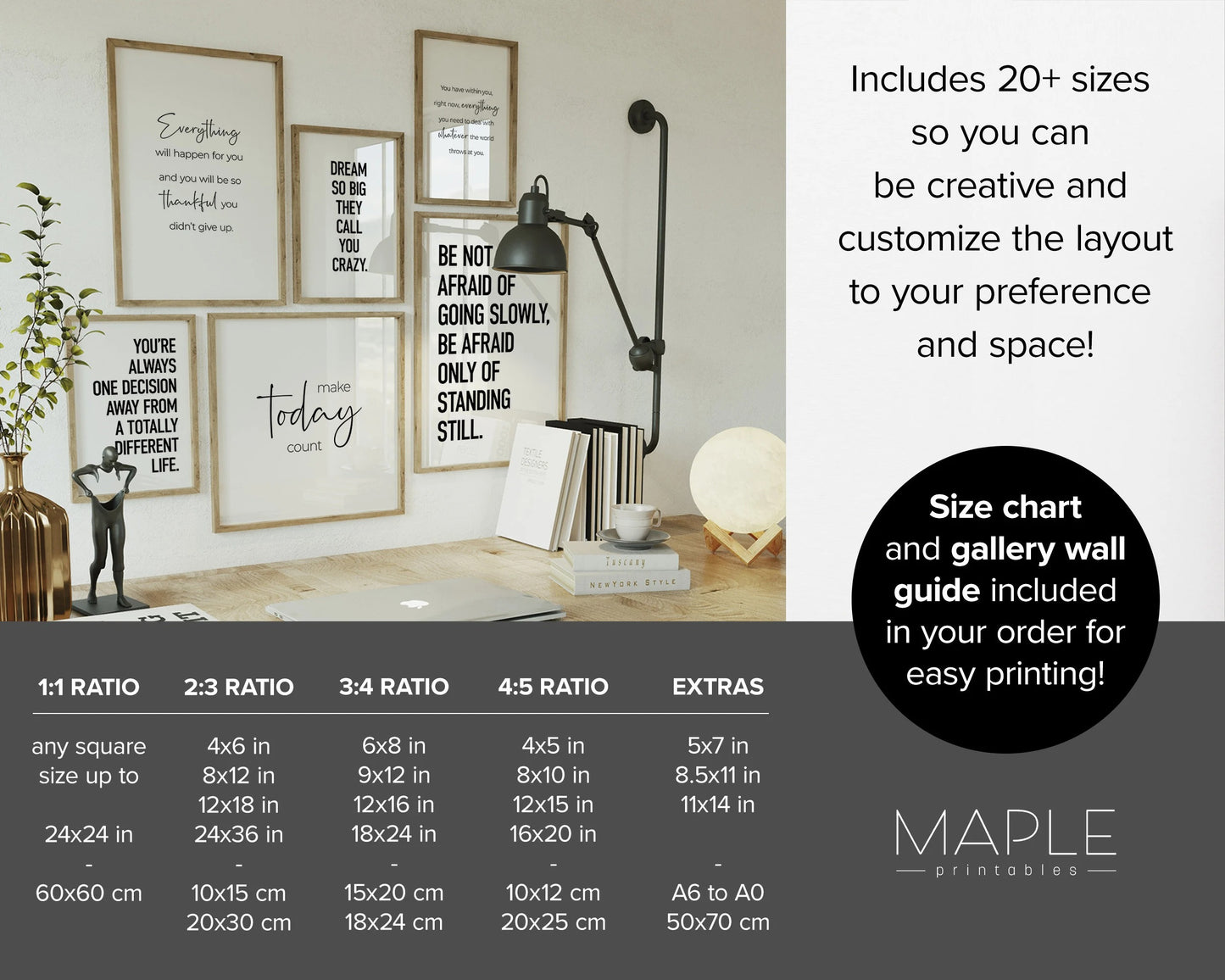 Set of 6 Motivational Posters | Printable Wall Art | Office & Home Décor