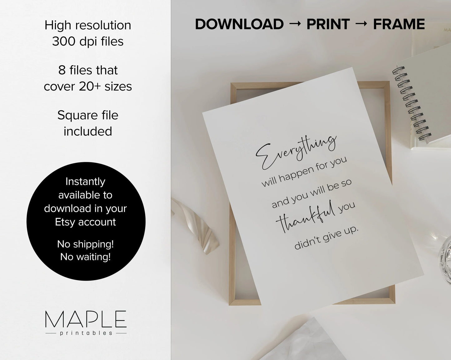 Set of 6 Motivational Posters | Printable Wall Art | Office & Home Décor