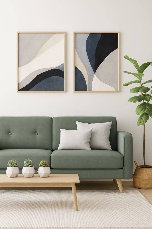 Modern Abstract Wall Art Frame – Minimalist Home & Office Decor 2 pices set