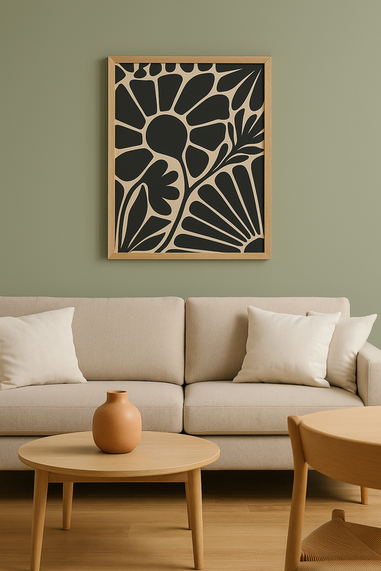 Botanical Abstract Wall Art Frame – Modern Floral Design for Home Décor