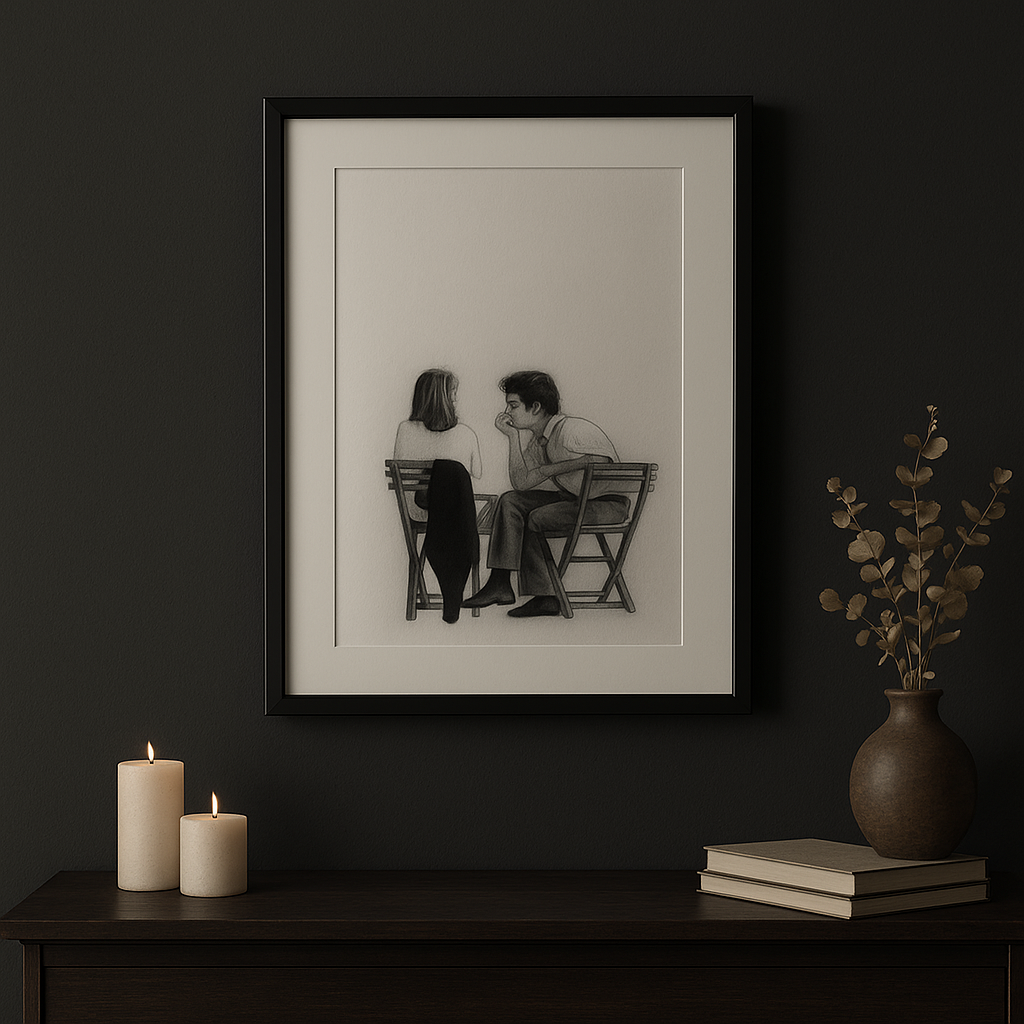 Intimate Love Sketch in a Classic Frame