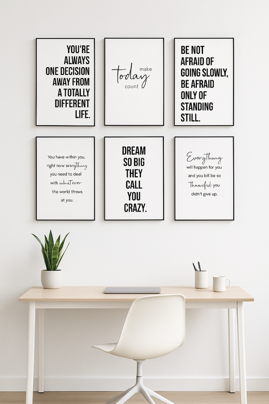 Set of 6 Motivational Posters | Printable Wall Art | Office & Home Décor