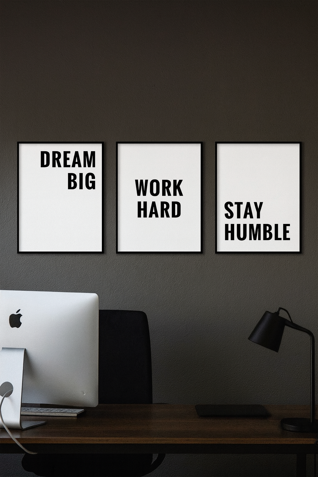 Dream Big, Work Hard, Stay Humble – Motivational Office Wall Frames (Set of 3)