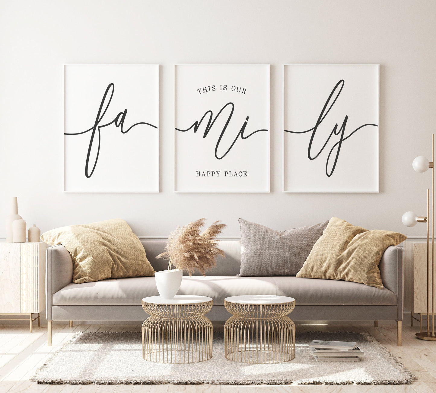 Minimalist Family Wall Art – 3 Piece Modern Canvas Prints