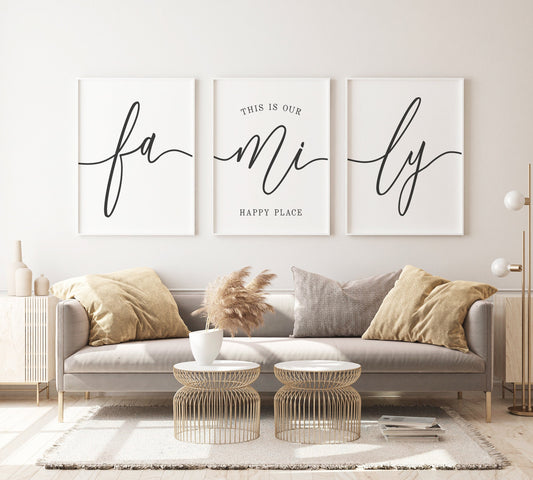 Minimalist Family Wall Art – 3 Piece Modern Canvas Prints
