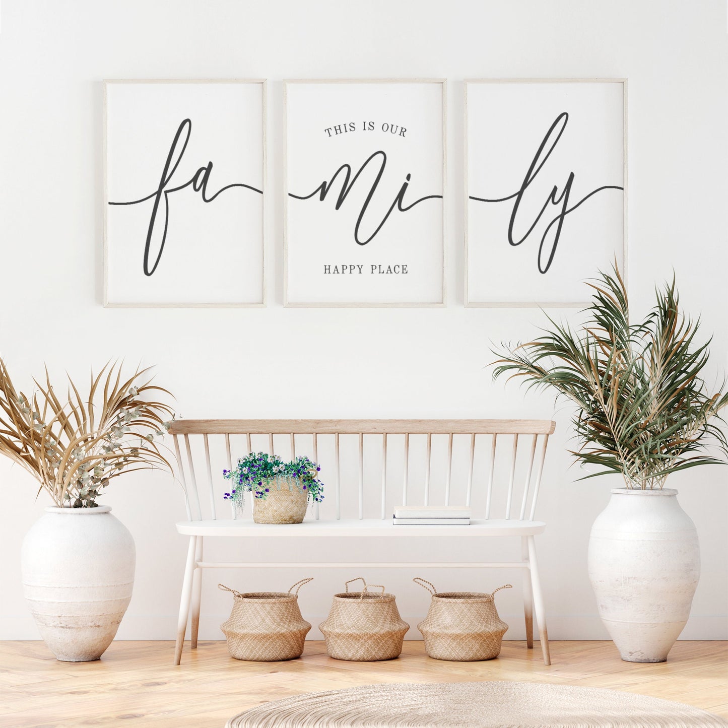 Minimalist Family Wall Art – 3 Piece Modern Canvas Prints