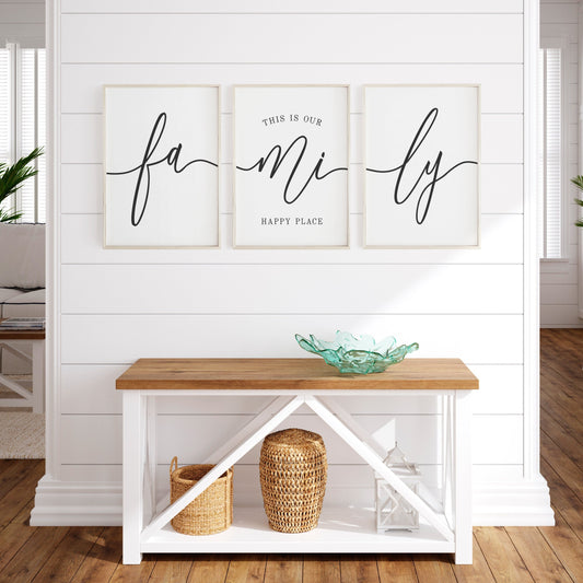 Minimalist Family Wall Art – 3 Piece Modern Canvas Prints