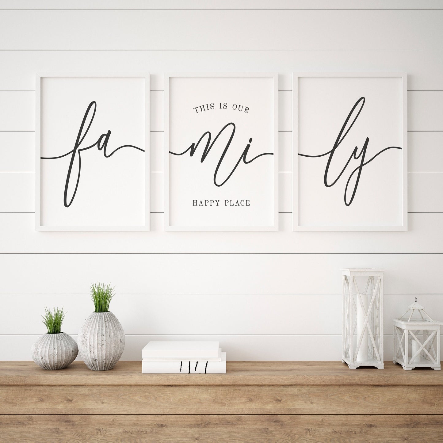 Minimalist Family Wall Art – 3 Piece Modern Canvas Prints