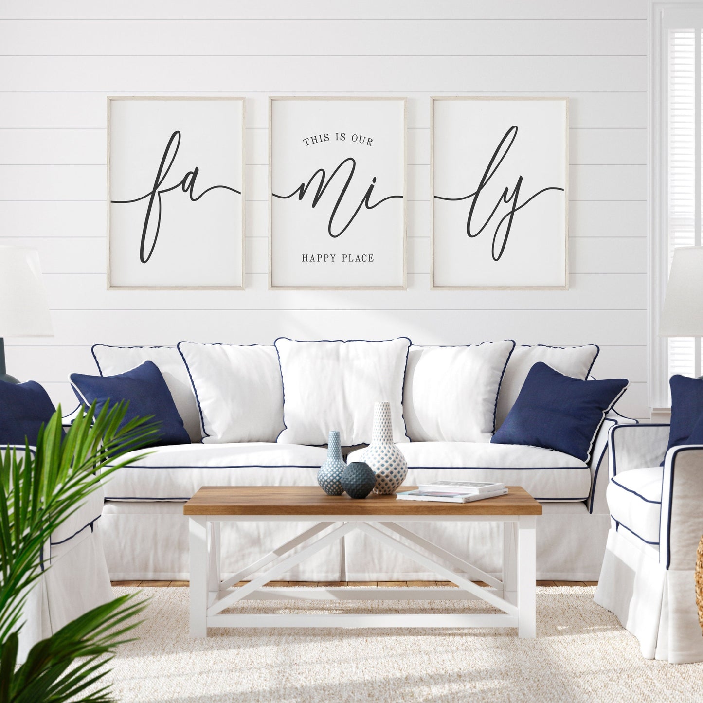 Minimalist Family Wall Art – 3 Piece Modern Canvas Prints