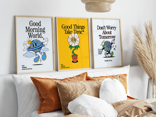 "Set of 3 Modern Motivational Wall Art Posters – Perfect for Home & Office Décor."