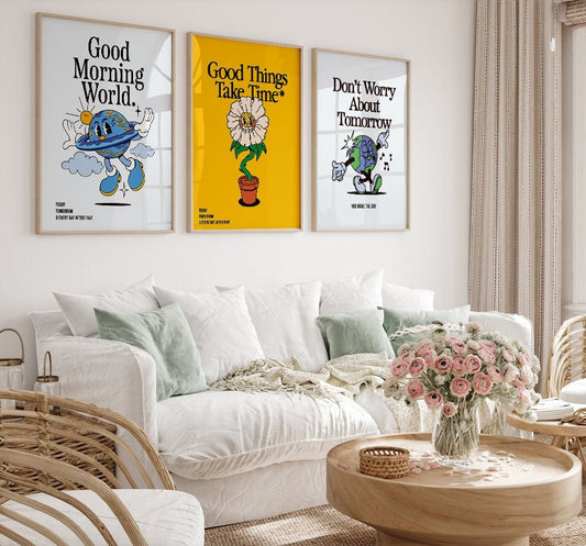 "Set of 3 Modern Motivational Wall Art Posters – Perfect for Home & Office Décor."