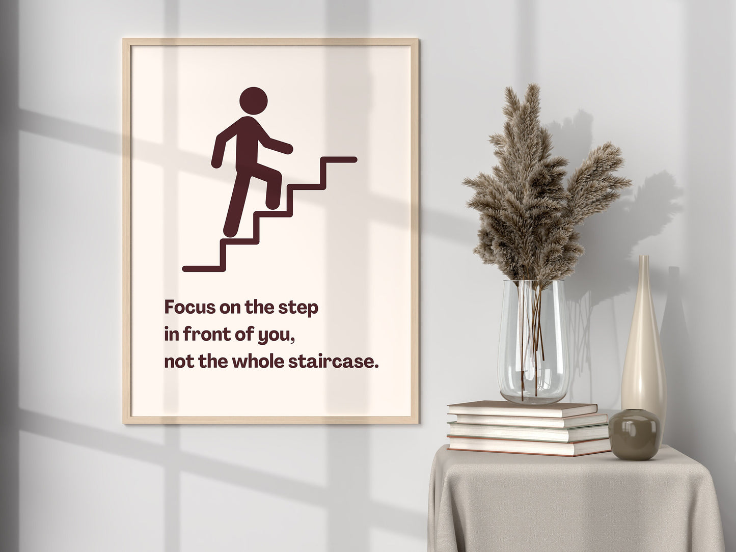 Set of 2 Motivational Wall Art Frames – U.G.L.Y. / F.E.A.R. / F.A.I.L. & Focus on the Step