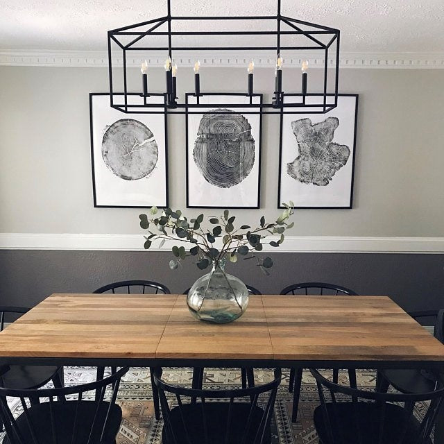 Minimalist Black & White Tree Ring Wall Art – Set of 3