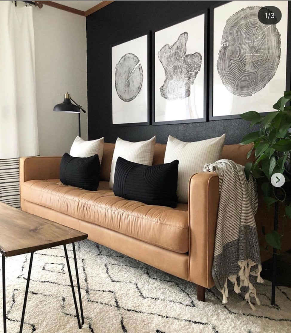 Minimalist Black & White Tree Ring Wall Art – Set of 3